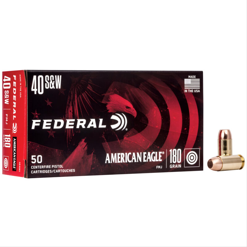 Federal American Eagle .40 S&W 180 GR FMJ 1000 FPS 50 RD/BOX